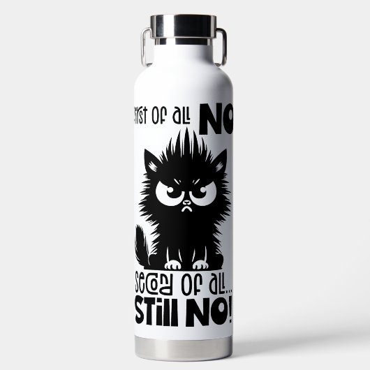 First Of All, No Funny Cat Lover Gift Trinkflasche (Vorderseite)