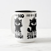 First Of All, No Funny Cat Lover Gift Zweifarbige Tasse (Vorderseite Links)