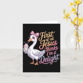 First Of Jesus Thinks A Delight Funny Goose Meme Karte (Gelbe Blume)