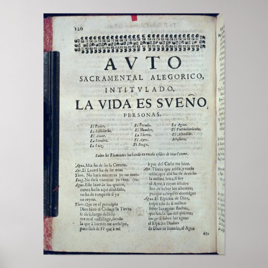 First page of 'La Vida es Sueno' Poster (Vorne)