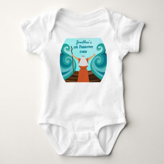 First Passover Custom Baby Name Year Niedlich Mose Strampler (Vorderseite)