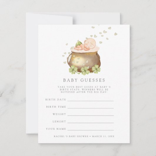 First Patricks Baby Dusche - Spiel Einladung (Vorderseite)