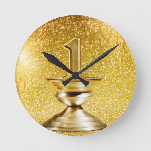 First Place Trophy Runde Wanduhr (Vorderseite)