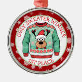 First Place Ugly Sweater Winner Christmas Ornament Aus Metall (Vorne)