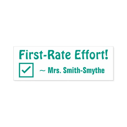 "First Rate Effort!" + Tutor's Name Rubber Briefma Permastempel (Design)