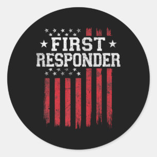 First Responder American Flag Usa Patriot Patrioti Runder Aufkleber