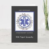 First Responder Beileid Black Wreath Karte (Vorderseite)