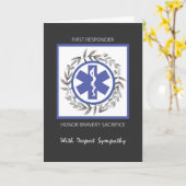 First Responder Beileid Black Wreath Karte (Gelbe Blume)