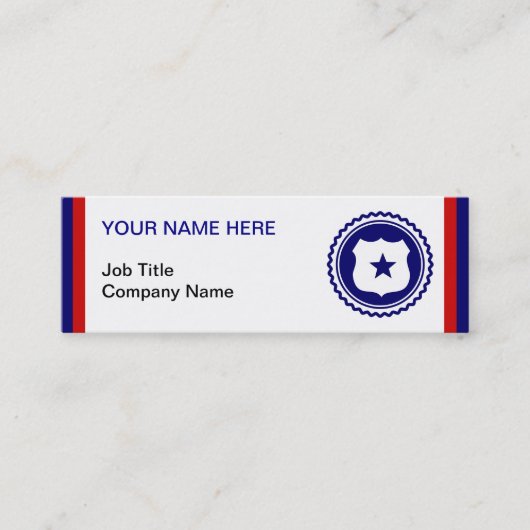 First Responder Blue Police Abzeichen Mini Visitenkarte (Vorderseite)