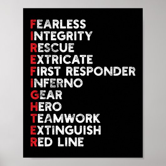 First Responder Firefighter Thin Red Line Poster (Vorne)