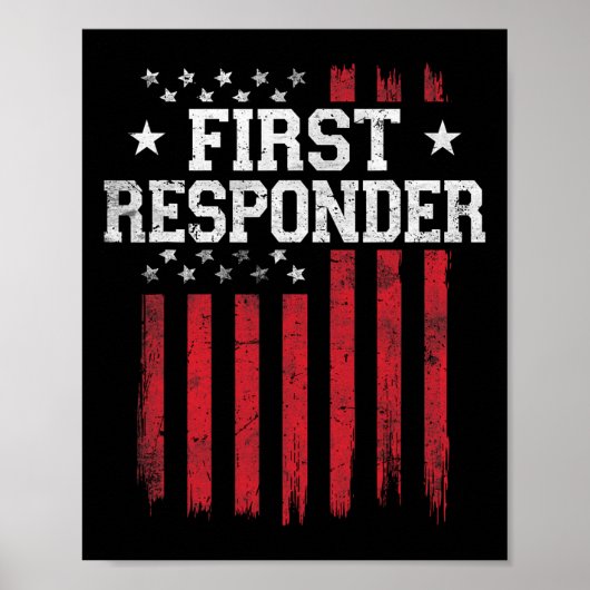First Responder Proud American Flag Usa Patriot Pa Poster (Vorne)