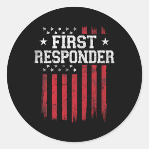 First Responder Proud American Flag Usa Patriot Pa Runder Aufkleber