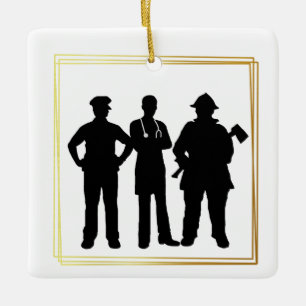 First Responder Silhouetten Weihnachtsschmuck