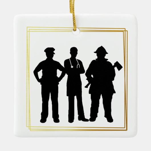 First Responder Silhouetten Weihnachtsschmuck (Vorderseite)