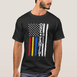 First Responder Thin Red Gold Blue Line Flag T-Shirt