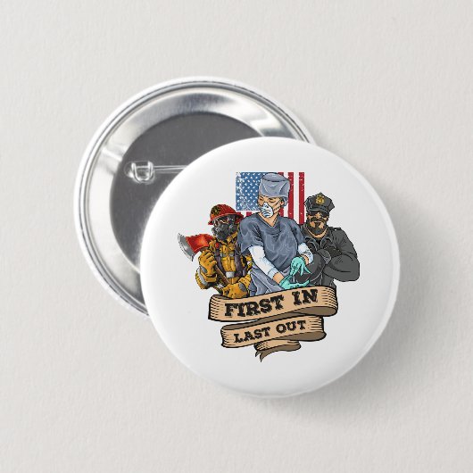 First Responders Day Feuerwehrpolizei Button (Vorne & Hinten)