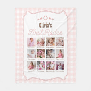 First Rodeo 1. Geburtstag Pink Western Foto-Schild Fleecedecke