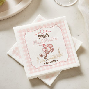 First Rodeo 1. Geburtstag Pink Western Serviette