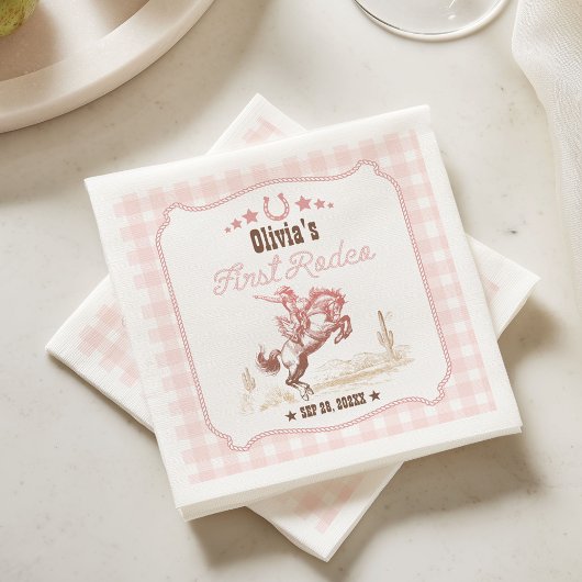 First Rodeo 1. Geburtstag Pink Western Serviette