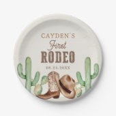 First Rodeo 1. Geburtstag Western Cowboy Pappteller (Vorderseite)