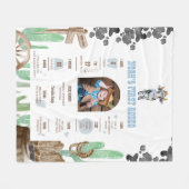 First Rodeo 1st Birthday Baby Cow Milestone Sign  Fleecedecke (Vorderseite (Horizontal))