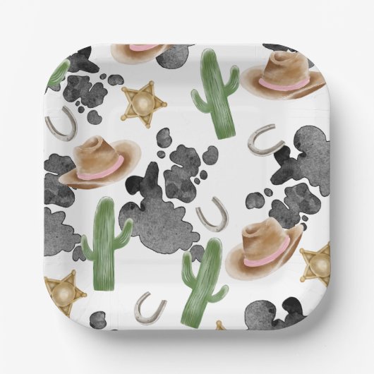 First Rodeo 1st Birthday Baby Cow Paper Plates Pappteller (Vorderseite)