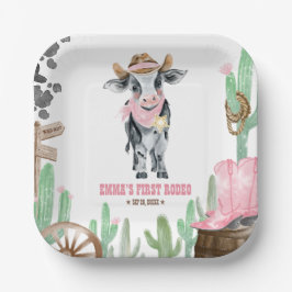 First Rodeo 1st Birthday Baby Cow Pappteller