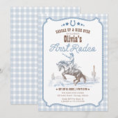 First Rodeo 1st Birthday Blue Western Einladung (Vorne/Hinten)