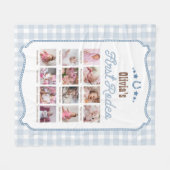 First Rodeo 1st Birthday Blue Western Photo Sign Fleecedecke (Vorderseite (Horizontal))