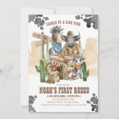 First Rodeo 1st Birthday Cute Animals Wild West Einladung (Vorderseite)