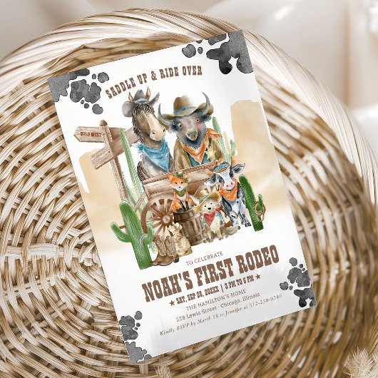 First Rodeo 1st Birthday Cute Animals Wild West Einladung