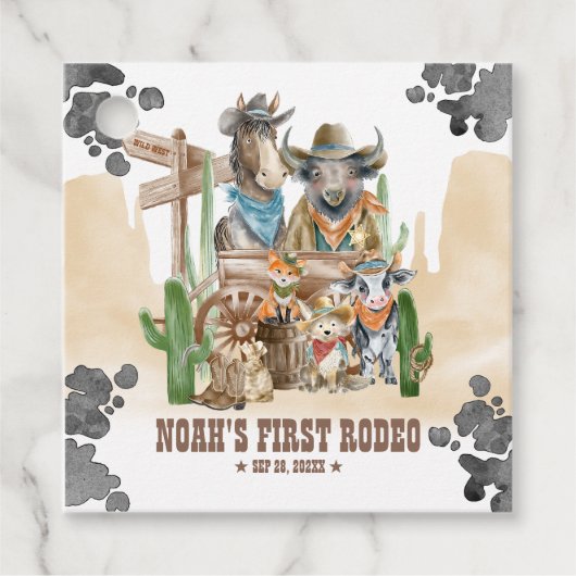 First Rodeo 1st Birthday Cute Animals Wild West Geschenkanhänger (Vorderseite)