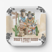 First Rodeo 1st Birthday Cute Animals Wild West Pappteller (Vorderseite)