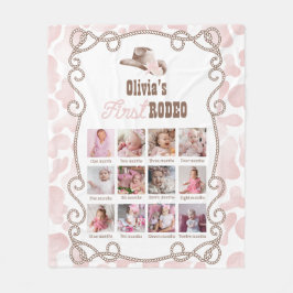 First Rodeo 1st Birthday Dusty Pink Photo Sign Fleecedecke
