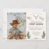 First Rodeo 1st Birthday Invitation with Photo Einladung (Vorderseite)