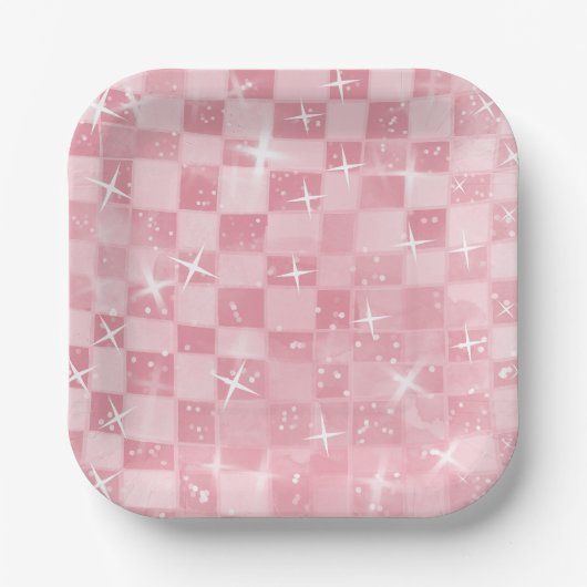 First Rodeo 1st Birthday Pink Boho Disco Pattern Pappteller (Vorderseite)