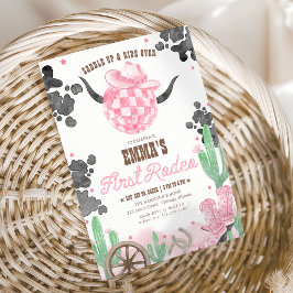 First Rodeo 1st Birthday Pink Boho Wild West Einladung