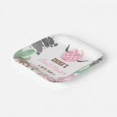 First Rodeo 1st Birthday Pink Boho Wild West Pappteller (Gewinkelt)