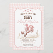 First Rodeo 1st Birthday Pink Western Einladung (Vorne/Hinten)