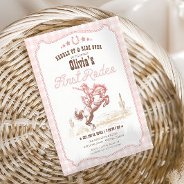 First Rodeo 1st Birthday Pink Western Einladung