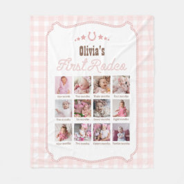 First Rodeo 1st Birthday Pink Western Photo Sign Fleecedecke