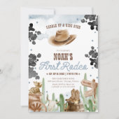 First Rodeo 1st Birthday Rustic Wild West Einladung (Vorderseite)