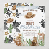 First Rodeo 1st Birthday Rustic Wild West Einladung (Vorne/Hinten)