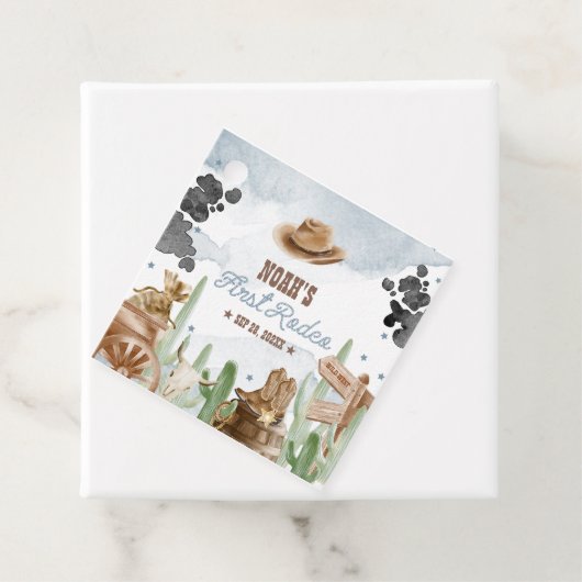 First Rodeo 1st Birthday Rustic Wild West Geschenkanhänger (Beispiel)