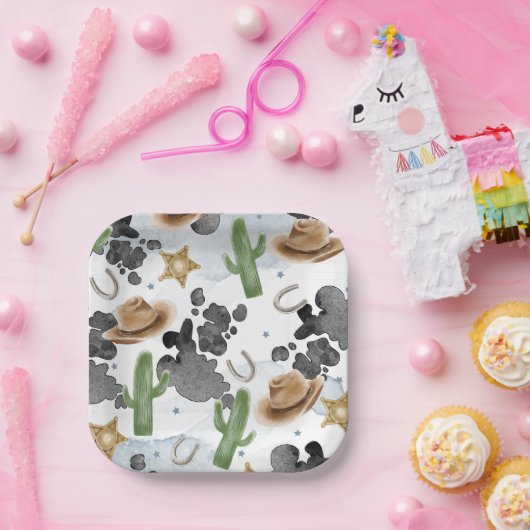 First Rodeo 1st Birthday Rustic Wild West Pappteller (Party)