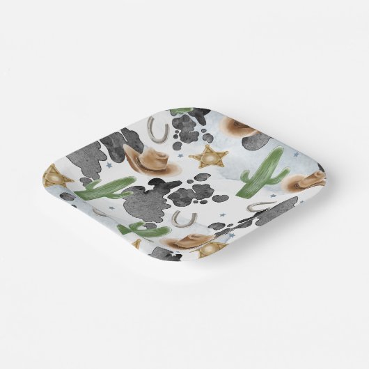 First Rodeo 1st Birthday Rustic Wild West Pappteller (Gewinkelt)