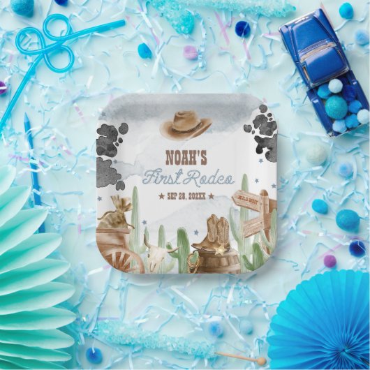 First Rodeo 1st Birthday Rustic Wild West Pappteller (Party)