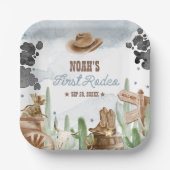 First Rodeo 1st Birthday Rustic Wild West Pappteller (Vorderseite)