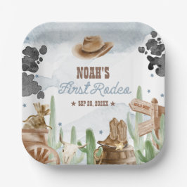 First Rodeo 1st Birthday Rustic Wild West Pappteller