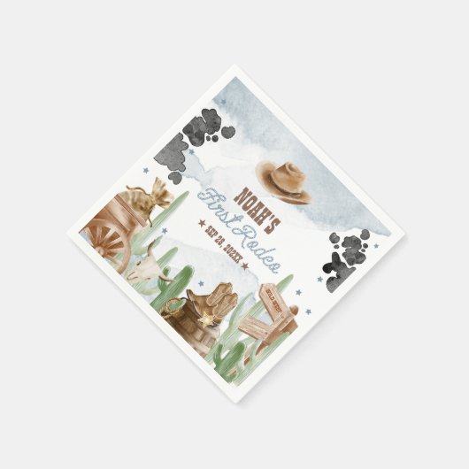 First Rodeo 1st Birthday Rustic Wild West Serviette (Ecke)